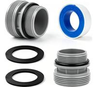 Pool Hose Adapter Conversion Kit for Hayward Pump, Compatible with Intex & Coleman 4560 Pool Hose, 1.5" to 1.25" Threaded Connector with O-Rings & PTFE Tape for Sand Filter Upgrades, Leakproof Pool F