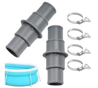 Pool Hose Adapter - PVC | 2Pcs Drain Hose Adapter with 4 Clamps | Drain Pump Adapters for 1-1/4 Inch Or 1-1/2 Inch Hoses Suitable for Swimming Pools Spa Water Pumps and Drainage Systems