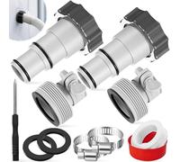 Pool Hose Adapter Replacement Kit with Threads & Collar, Durable Threaded Connection Accessories for 1.25" to 1.5" Hoses, 2 Types A B Conversion Connector for Pumps & Saltwater Systems