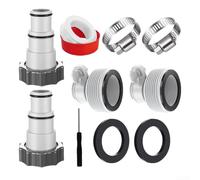Pool Hose Adapter Set With 2 Adapters, 2 Filter For Pump Connectors, And Hose Clamps For Intex Pool Maintenance(Package of 2)