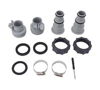 Pool Hose Adapter with Collar Replacement Durable Threaded Connection Adapters for Pool Pumps and Filters PP Plastic 2 Pack A B Adapters with Hose Clamps Rubber Rings Screwdriver