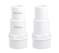 Pool Hose Connector Adapter 32 mm to 38 mm, Set of 2 | For Intex pumps, threaded connection, white plastic, universal use, tight fit