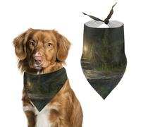 Pool in The Woods at Night Cute Dog Bandana Triangle Adjustable Washable