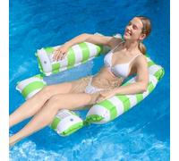 Pool Inflatables for Adults, 4 in 1 Inflatable Pool Float Chair & Water Hammock, Floating Lilo Lounge with Mesh Seat for Swimming Pool, Beach, Hot Tub & Summer Holiday(Green)
