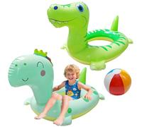 Pool Inflatables for Kids, 2Pcs Dinosaur Rubber Ring with A Beach Ball, Dinosaur Inflatable Swimming Ring Pool Floats, Swimming Floats for Children, Boys Girls Summer Beach Swim Pool Water Party Toys