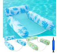 Pool Inflatables Green and Blue Floats for Adults, 2-Pack Multi-Purpose Pool Hammock Floating Chairs, Heavy Duty PVC Material, Water Floats for Swimming Pool, Beach, Summer Pool Toys Party Gifts
