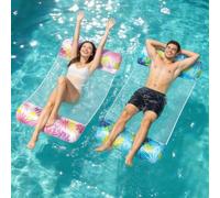 Pool Inflatables Pool Floats for Swimming Pools, 2 Pack Swimming Floats Water Hammock Inflatable Pool Toys for Adults, Floating Chair Bed for Beach Summer Holiday, Air Pumps, Cool Mesh (Blue & Pink)