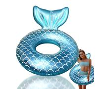 Pool Inflatables Swimming Ring for Kids Adults Rubber Rings,90cm Blue Mermaid Inflatable Swim Rings Pool Floats Tube,Inflatable Pool Ring Toy Floaties for Girls Women Beach Summer Party Water Sport