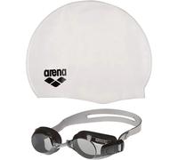 ARENA Unisex's Pool Set Goggle+Cap (Kit), Silver-Smoke-White-Black, One Size 92422