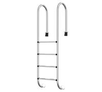 Pool ladder made of 304 stainless steel, 54 x 38 x 184.5 cm with non-slip steps, swimming pool ladder and pool ladder for built-in pools, including handrail and mounting accessories for safe entry and