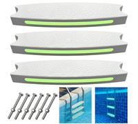 Pool Ladder Steps Replacement, 18" Universal Heavy Duty Pool Ladder Steps, Swimming Pool Ladder Steps for Inground Pools & Above Ground Pool with 6 PCS Bolts and 3 Reflective Strips (3 Pack)
