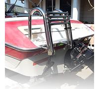 Pool Ladder, Telescoping Folding Dock Boarding Ladder with Wider Pedals and Hand Railings, Easy to Install, 4 Steps for Fishing and Pontoon Boats