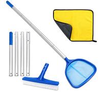 Pool Landing Net with Telescopic Rod, Pool Landing Net with Pool Brush, Pond Landing Net, Fine Mesh, Leaf Skimmer, Pool Cleaning Set for Swimming Pool, Spas, Pond, Hot Tubs, Paddling Pool (187 cm)