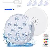 Pool Lights, Shower Light Pond Lights, Rechargeable Submersible LED Lights, Spa Lights for Hot Tub, LED Pool Light for Above Ground Pool Decorations Outdoor, Waterproof, 1 Pack