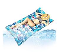 Pool Lounger for Tropical Leaf Print Floating Raft, Inflatable Bed with Headrest for Adults Kids | 66.1x35.4 in, PVC, Women Tanning Water Sports, Beach Vacation Family Party, Summer Relax