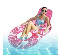 Pool Lounger - Inflatable Swimming Pool Islands for Adults in the Swimming Pool, Maple Leaf Design Air Mattress with Drink Holder for Garden, Lake, Teenagers, Tanning, Indoor, Outdoor, Practical