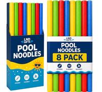 Pool Noodles 8 Pack Foam Swimming Pool Noodle Float Strong Flexible Buoyant Swim Aid for Adults and Kids - LND Gifts