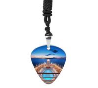 Pool Party Cruise Ship Guitar Pick Necklace Exquisite Titanium Steel Personalized Necklaces Cool Pendant Necklaces Fashion Guitar Pick Holder Necklace Unique Gifts for Adult