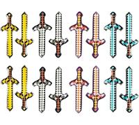 Pool Party Inflatable Swords 16Pcs Deluxe Game Theme Pixel Weapons for Kids Birthday Cosplay Party Play Mine-Crafter Fans Favors Halloween Supplies