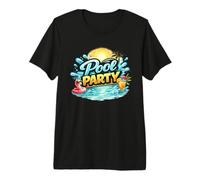 Pool Party Summer Splash Flamingo Drink Vibes Graphics Premium T-Shirt