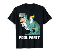 Pool Party T Rex Dinosaur Unicorn Float Summer Rainbow T-Shirt
