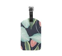 Pool Plant Greet Leaf Leather Luggage Baggage Suitcase Tag ID Label(3Pcs)