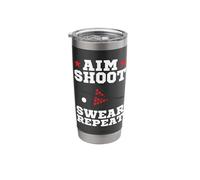 Pool Playing Aim Shoot Swear Repeat Pool Playing Billiards Stainless Steel Insulated Tumbler