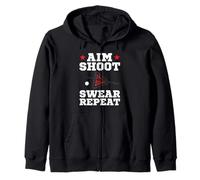Pool Playing Aim Shoot Swear Repeat Pool Playing Billiards Zip Hoodie