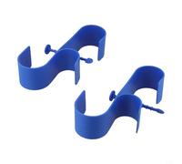 Pool Pole Hooks Double Towel Hanger Swimming Pool Organiser Garden Tool Holder Poolside Accessory Rack Plastic Skimmer Hook Outdoor Storage Solution Pool For Edge Clip(Bule)