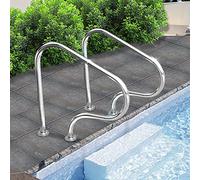 Pool Railing Silver Swimming Pool Hand Rail Ladder Step Handrail 304 Stainless Steel Perfect Handle Anti-rust Handrail Railing | 31.5" x 31.5" | 2PCS