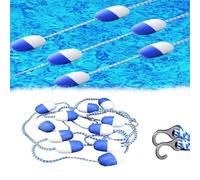 Pool Rope Floats To Divide Pool, 61ft/18.6m Swimming Pool Safety Float Line Divider Rope Kits, With 2 Pre-assembled Stainless Hooks Pool Accessories, For Blue and White 45ft/13.7m
