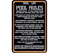 Pool Rule Sign Pool Decor Pool Rules Metal Signs Outdoor Swimming Pool Backyard Bar Welcome To Our Pool Sign Pool Deck Accessories 8" x 12"