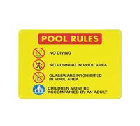 Pool Rules 1 Landscape Sign 12 X 8 Inches Reflective Aluminum Metal Warning Signage With Symbol For Indoor Outdoor Use
