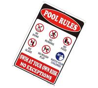 Pool Rules,30x20cm Rustproof Weatherproof | Swim At Your Own Risk Pool Signs | for Poolside Deck Patio Sidewalk Water Park Beach Farmhouse Swimming Warning