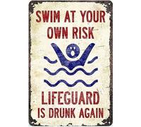 Pool Rules And Lifeguard Warning Metal T Sign Stay Safe And Have Fun At The Pool Gift For Women Men 8x12 Inch
