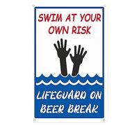 Pool Rules Metal Signs, Pool Safety Decor for Outdoor, Swimming at Your Own Risk, for Swimming Pool Beach Water Park Decor Outdoor 12x16 inch