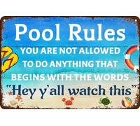 Pool Rules Pool Decorations Outdoor Swimming Pool Backyard Bar Decor Welcome To Our Pool Sign Pool Deck Accessories You Are Not Allowed To Do Anything That Begins With 12x8 Inch