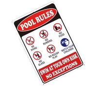 Pool Rules Sign - 30x20cm Rustproof Weatherproof - Pool Safety Sign Outdoor Decor - for Sidewalk Backyard Poolside Deck Water Park Beach Farmhouse Kids Adults Warning