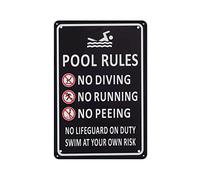 Pool Rules Sign - 6x8 Inch Decorative Tin Signage for Swimming Pool,Water Park Safety