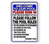 Pool Rules Sign in No Diving Splashing Running Metal Sign Caution 12"x8"