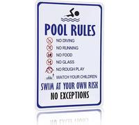 Pool Rules Sign Warning Swim At Your Own Risk Vintage Tin Sign for Swimming Pool Water Park Beach Decor 12x16 Inch