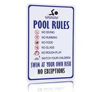 Pool Rules Sign Warning Swim At Your Own Risk Vintage Tin Sign for Swimming Pool Water Park Beach Decor 8x12 Inches