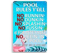 Pool Rules Tin Sign No Running No Dunking No Splashing Swimming Pool Metal Signs Vintage Pool Patio Decoration for Swimming Pool Water Park Beach Decor 8x12 Inches