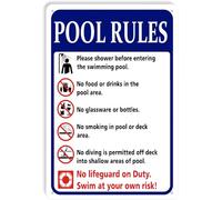 Pool Rules Tin Sign,Please Shower Before Entering The Swimming Pool Warning Metal Signs for Home Swimming Pool Indoor Outdoor Decor AccessoriesTin Sign 8X12 Inches