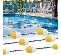 Pool Safety Divider,Pool Rope Buoy Ball Float Lines 7m 8m 9m 10m 15m 20m, Safety Floating Pool Divider Lane Line White Yellow, Pool Racing Markers to Divide Pool(Size:L20m/65ft)
