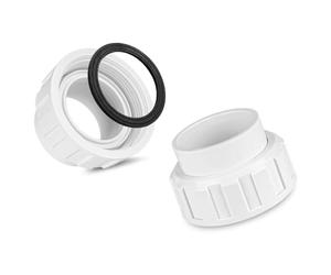 Pool Salt Plumbing Connector Fitting for Union Replacement, PVC Assembly with Seal Gasket, Threaded Design, Home Mainte Union Fitting Chlorinator Connector Salt Plumbing PVC Replacement Seal Gasket