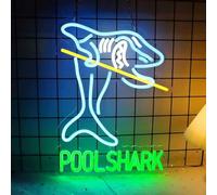Pool Shark Neon Sign, LED Billiards Neon Sign 16" USB Powered Wall Decor Light for Game Room Bar Man Cave Pool Table Party Decoration (Billiards Neon Sign 2)