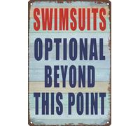 Pool Sign Swimsuits Optional Beyond This Point Metal Tin Rules for Outdoor Funny Decor Vintage Wall Home Bathroom Garden Bars 12x16 Inch
