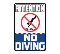 Pool Sign Vintage Decor Shallow Water No Diving Or Jumping Tin Poster Club Home 12x8 Inches