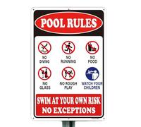 Pool Signs | 8x12 Inches Warning Decorative Plate | Pool Decorations Outdoor - for Beach Swimming Summer Outside Backyard Deck Door House Poolside Gym
